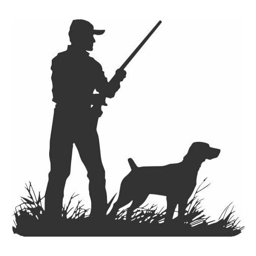 Clever Hunter With A Dog In The Grass With A Gun Car Decals Car The Whole Body Design Rainproof FA488