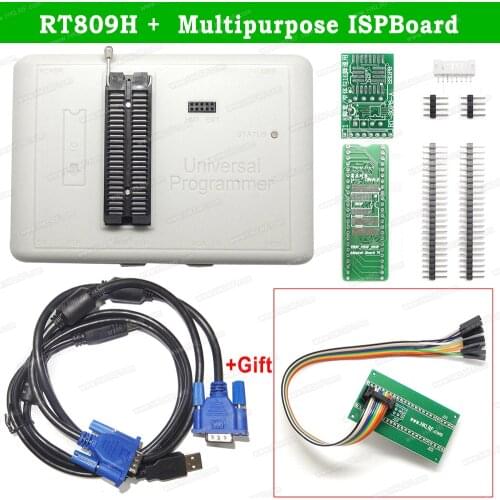 Free Shipping Original RT809H + Multipurpose Clip ISP-Board-DuPont Adapter EMMC-Nand FLASH Extremely Fast Universal Programmer