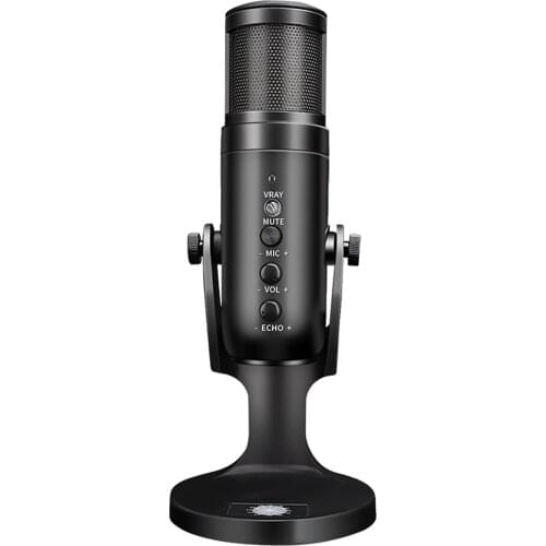 USB Microphone w/ 3.5mm Headphone Port for Laptop Desktop Podcasting Gaming Streaming Volume Control Plug & Play