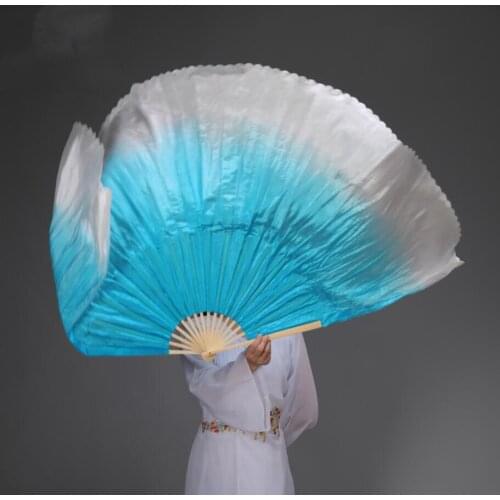 Extra Long Double Layer Women Yangko Dance Fan Veils Chinese Traditional Folk Dance Fans 1 Pair(1L+1R) Wholesale