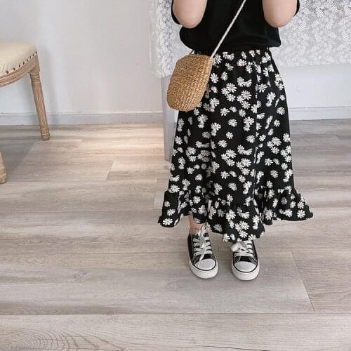 Baby Girls Chiffon Skirts Dot Printed White Black Knee Length Skirts 2020 New Arrival Kids Girls Princess Summer Skirts 2-7Y