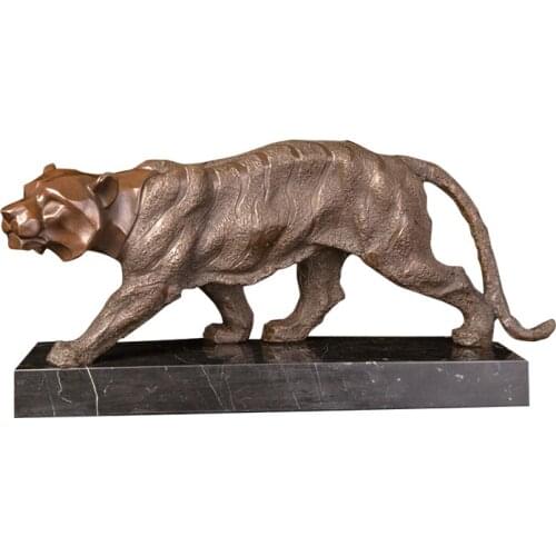 DW-202 Wild Animal Statue Tiger Sculpture Bronze Abstract Tiger Figurine Statuette Home Decoration Accessories Vintage Art
