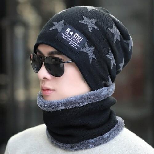 Fashion Winter Hats Women Knitted Keep warm Cap Five-Pointed Star Beanies hat Winter outdoor riding warm ear protection caps