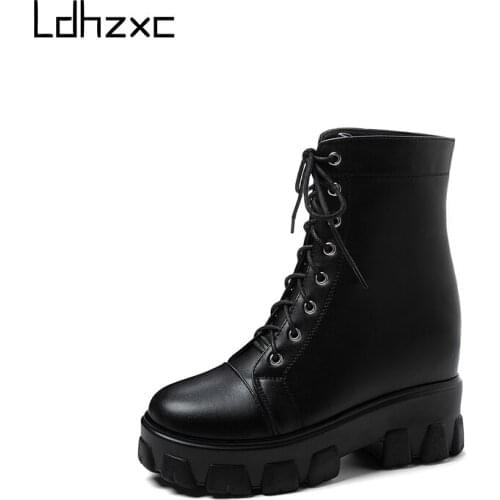 LDHZXC 2020 high heel ankle boots women lace up fashion spring autumn boots ladies candy color women boots snow shoes female