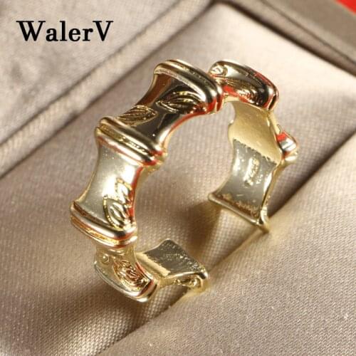 WalerV New for Womens Custom Bone Sensation Shape Retro Charm Jewelry Simple Open Rings Gold Color Ring Fingers Gift