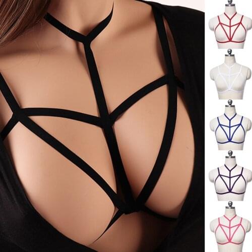 Women Lingerie Choker Cage Bra Lingerie Corset Solid Lace Underwire Muslin Sleepwear Underwear Erotic Cupless Harness Garters