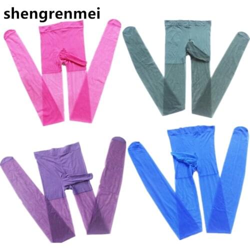 Shengrenmei 2019 Sexy Sissy Fetish See Through Sheer Pantyhose Stockings with Close Crotch Sheath Exotic Lingerie 8 Color Tights