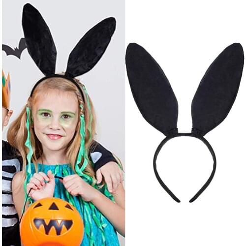 1pcs Black Bunny Ears Headband Rabbit Ear Hairband Masquerade Bunny Headband Costume Accessories For Halloween Christmas Party