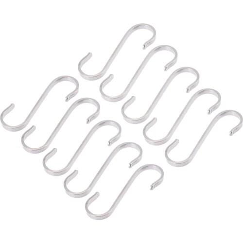 10pcs Stainless Steel Silver Hook S Shaped Kitchen Pot Pan Hanger Hooks Clothes Cap Bag Storage Hanging Hooks