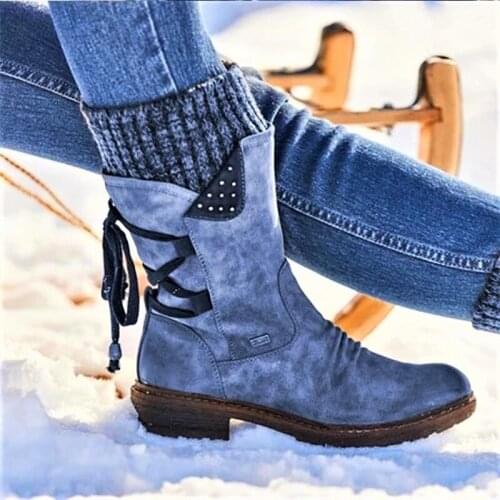 2020 Women Boots Winter Autumn Girls Flat Heel Boot Fashion Knitting Patchwork Shoes