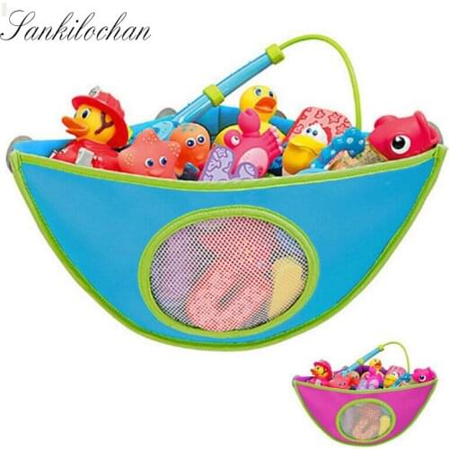 38*29*18cm Folding Eco-Friendly Baby Bathroom Mesh Bag Child Bath Toy Organiser Storage Basket Net Suction Cup Baskets AU224
