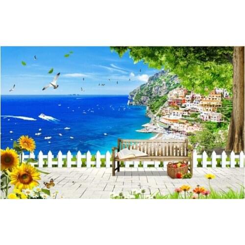 Custom photo 3d wallpaper Beautiful European seaside city living room home decor 3d wall murals wallpaper for walls 3 d
