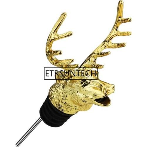50pcs Metal Deer Stag Head Wine Pourer Unique Wine Bottle Stoppers Wine Aerators Bar Tools Accessories