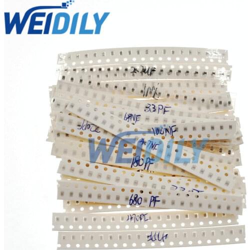 720PCS/LOT 0805 SMD Ceramic Capacitor Assorted kit 1pF~10uF ,36values*20pcs=720pcs Samples Kit Electronic Diy Kit