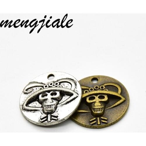8pcs Retro Round pendant Skull Charms fit DIY handmade Jewelry Making Accessories 20*20mm