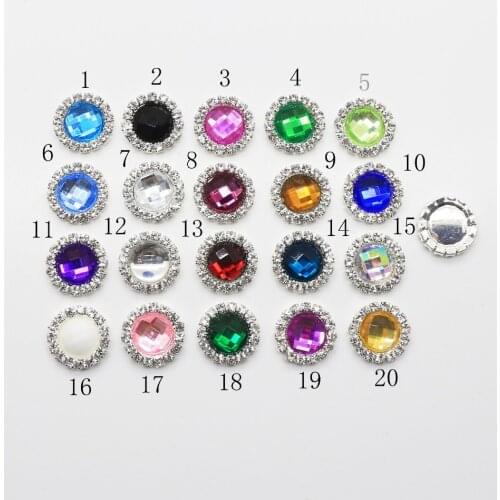 Free Shipping16mm 20pcs round acrylic rhinestone button,20 Colors Flatback Rhinestone For Wedding Hair Flower Invitation