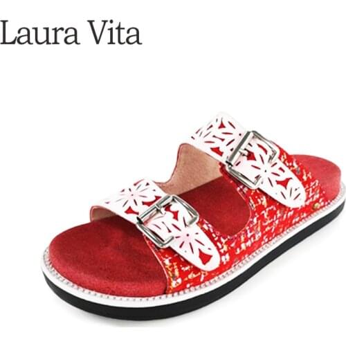 Laura Vita FACUCONO 029 Genuine Leather Adjustable Shoes Handmade platform sandals Flat Comfortable Women Shoes Wedge Heels