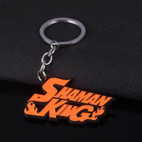 New Arrival Enamel Letter Pendant Keychain Cartoon Shaman King Theme Alloy Keyring Jewelry Cute Car Key Accessory