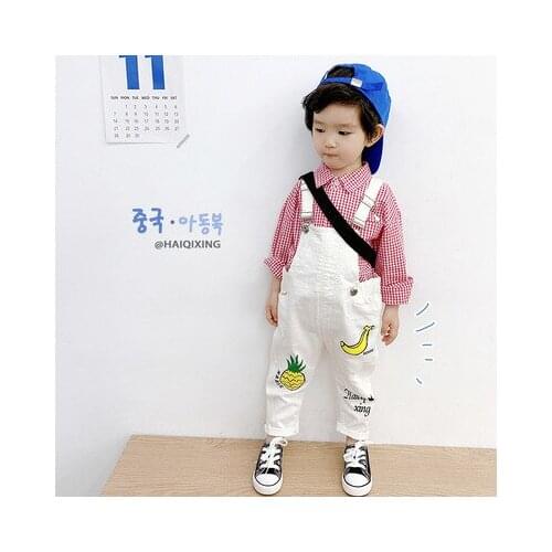 Korean Childrens Clothing Baby Boys Cotton Overalls Kids Graffit Jumpsuits 2021 Spring Style Boys and Girls Casual Overalls