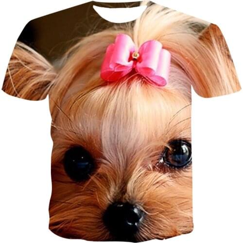 New hot-selling summer 3D digital printing cute pet dog fashion casual T-shirt round neck short-sleeved top unisex