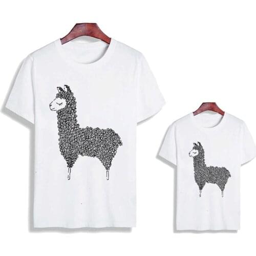 Alpaca T-shirts Baby Girl Clothes Father and Son Clothes Family Look Mommy and Me Clothes Kids Clothes Spring Summer T shirt