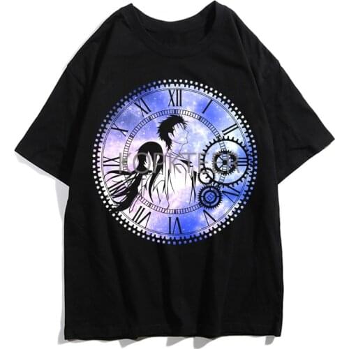 Anime T-Shirts Steins Gate Hououin Kyoma Makise Kurisu Okabe Rintarou Harajuku Funny Cartoon Summer Short-Sleeved Male Tops Tees
