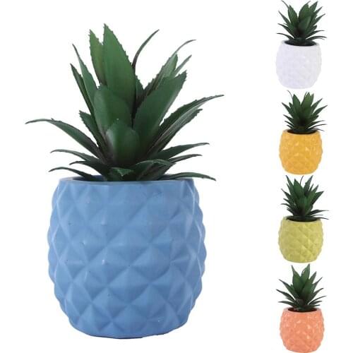Artificial Pineapple Decor Fake Resin Potted Plant Bonsai Garden Living Room Office Tabletop Radiation Protection Decor