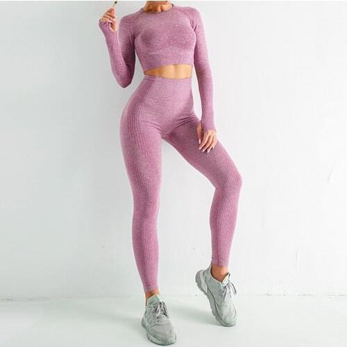 Seamless Yoga Set Womens tracksuit Gym Clothing Fitness Long Sleeve Crop Top High Waist Leggings Sports Suit Workout Sportswear