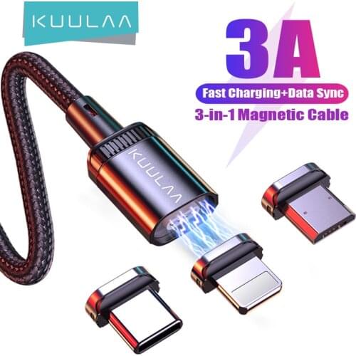 KUULAA 3A USB Magnetic Cable Charging Micro Type c for Iphone 11 Pro Charger Charging Cable Wire Cord Mobile Phone Accessories