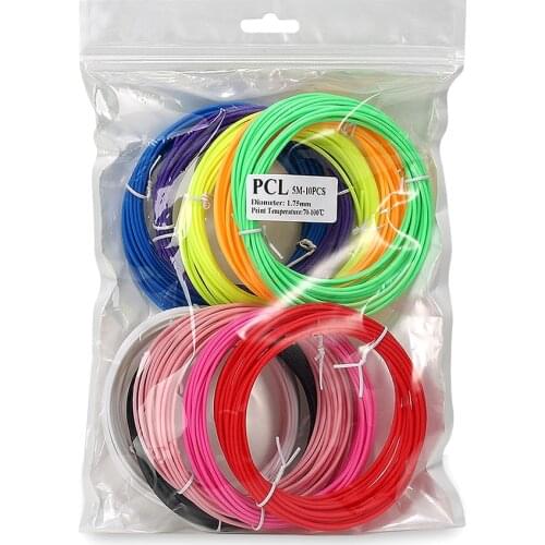 QCREATE 50 Meters 10 Colors PLA PCL ABS Filament 1.75mm 3D Printing Materials