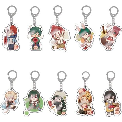 My Hero Academia Keychain Japanese Anime Cute Transparent Cartoon Acrylic Keychain Bag