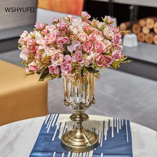 Neo-classical European-style bronze crystal glass vase model room home decoration living room dining table vase decoration