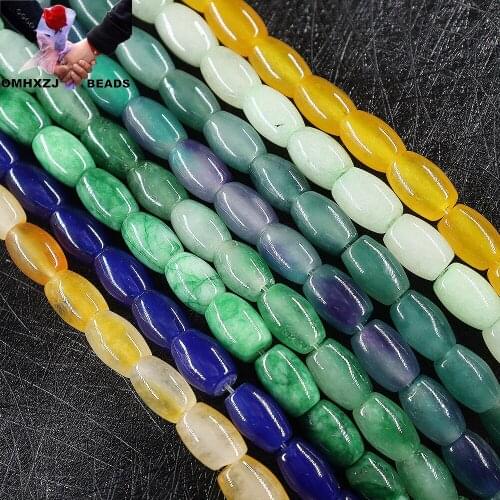 OMH Z19 8X12mm Rice Beads Malay Natural Jade Diy Accessories Decorated With Semi-finished Buttons Agate Round String Loose Beads