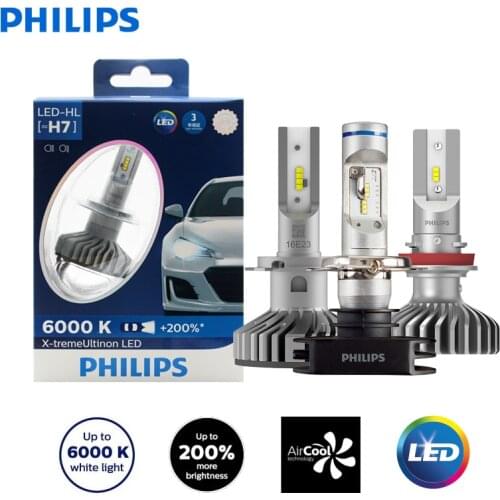 Philips X-treme Ultinon LED H4 H7 H8 H11 H16 9005 9006 HB3 HB4 12V 6000K Car LED Head Light Auto Fog Lamps +200% Brighter (Twin)