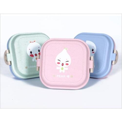 1PC Portable Cartoon Lunch Box Fod Kids Double Layer Food Fruit Container Storage Box Picnic Plastic Bento Box Children OK 0345