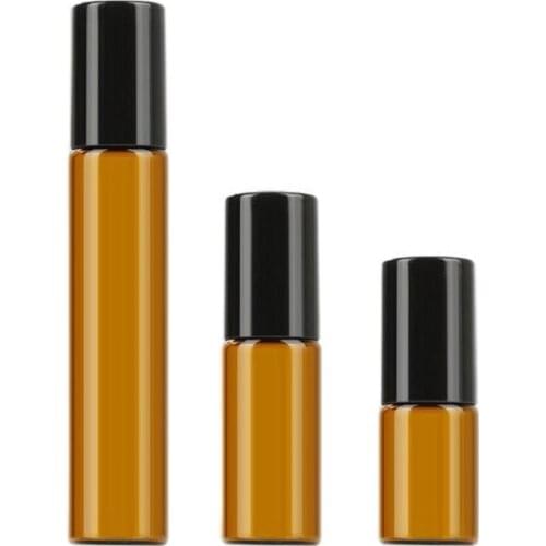 3ml 5ml 10ml Brown Multiple Optional With Stainless Steel Beads Essential Oil Empty Perfume Roll Packing Glass Bottle 50pcs/lot