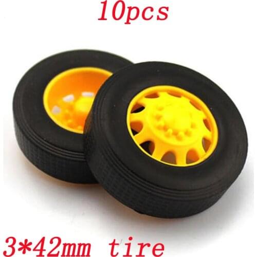 10pcs 3*42mm Rubber Tire for RC Model DIY Toys Cars Front Rear Tyre Wheel Rim Tire Skin Dia 42mm Technology Production Tires