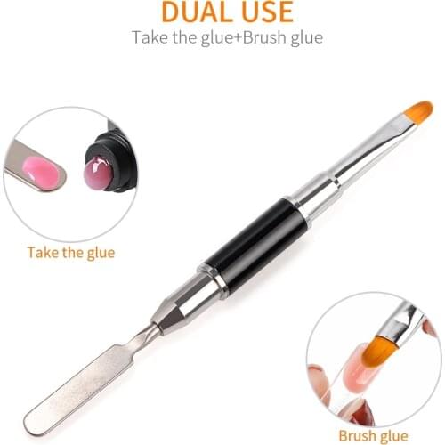 Iebilif Dual Ended Head Nail Art Acrylic UV Gel Extension Builder Drawing Pen Brush Gel Removal Spatula Stick Manicure Tool
