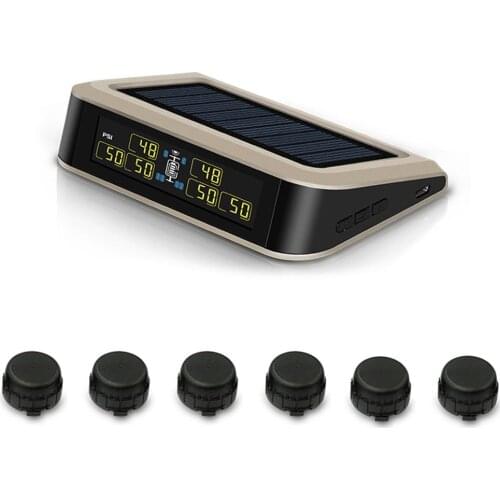 Solar Charge Tire Pressure Monitoring System Car Real-Time TPMS Built-in Lithium Battery 6 External TPMS Sensor Accessories
