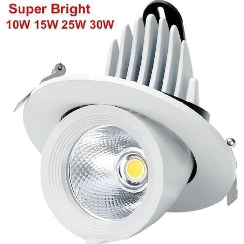 Super Bright 10W 15W 25W 30W LED Trunk Light Gimbal Light Adjustable COB Gimable Rotation Recessed Ceiling Downlight AC85-265V