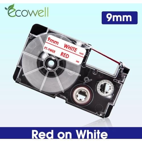 Ecowell XR-9WER 9mm tape Compatible for Casio Red on White label tape XR9WER XR 9WER for Casio Kingjim Label Maker KL-60 100 120