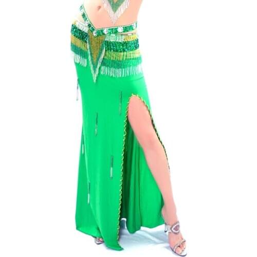 Lady Belly Dancing Skirt Split Embroidered Skirt Female Belly Dance Skirt Performance Practice Dance Costume 12 Colors B-6850