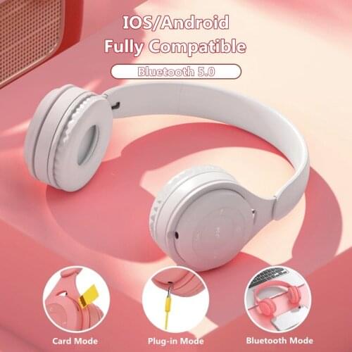 Women Bluetooth 5.0 Headphones Stereo Over Ear Wireless Headset Professional Recording Studio Headphonest Earbuds for XiaoMi