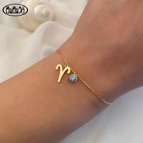 Personality Birth stone WomenBracelet Zodiac Charm Stainless Steel Minimalist Zodiac Pendant Bracelet Fashion Jewelry Gift