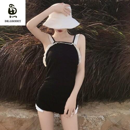 GSODET Korean Ins Sexy Lovely Swimsuits One-Piece Halter Push-Up Bikini Set Women Bathing Suit Swimwear Beachwear Summer 2021