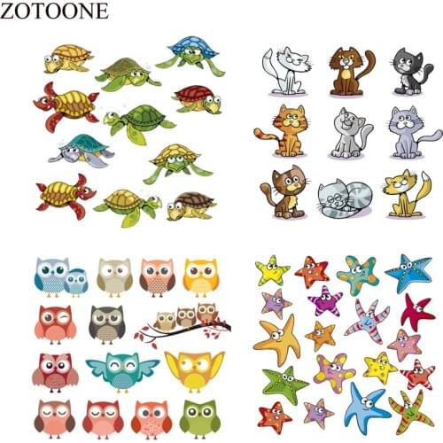 ZOTOONE Iron On Cartoon Animal Patches Set Heat Transfers For Clothes Diy Child T-shirt Cat Owl Dog Patch Transfer Stickers E