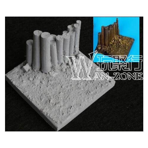 1/35 resin soldier base platform scene component wood fence 50x50mm