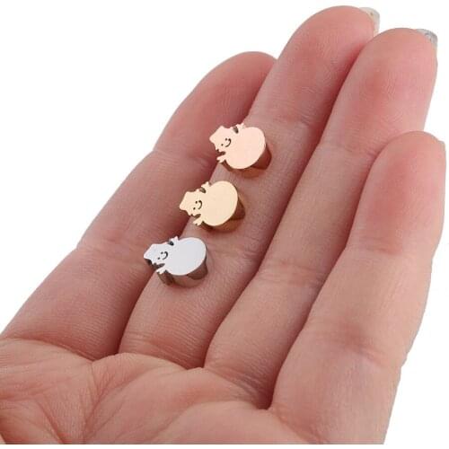 100% Stainless Steel Snowman Bead Charm For Jewelry Making 1.8mm Hole Christmas Jewelry Mirror Polished 30pcs