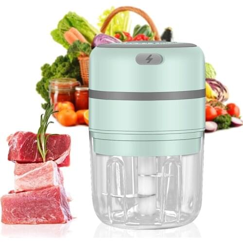 250ml Electric Garlic Chopper Onion Garlic Chili Meat Masher Food Grinder 3 Colors For Option Kitchen Accessories For Family