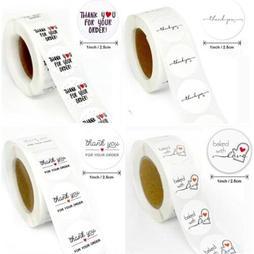 500pcs Round Thank youWhite paper label sticker thank you sticker scrapbook 2.5cm wedding envelope seal handmade stationery stic